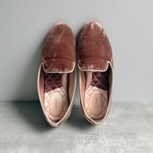 Birdies Heritage The Starling Velvet Flat Loafers Size 9 Amber Salmon Pink